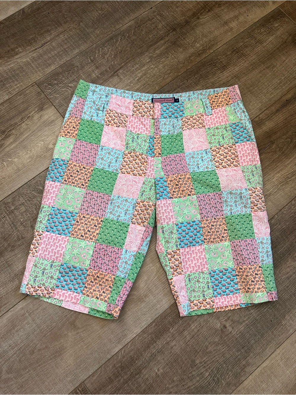 Vineyard Vines Patchwork Print Shorts - Pink, Green, Blue, Peach